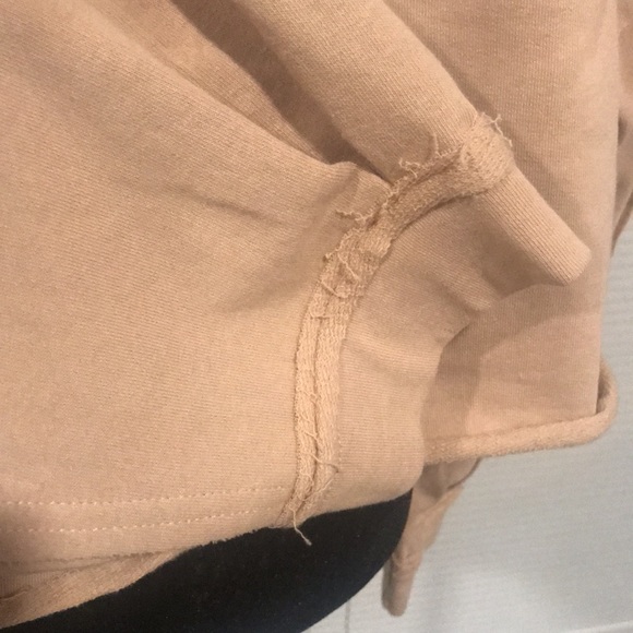 Easel Grunge Hoodie V-Neck Tan Boxy Fit Raw Unfinished Seams New Medium - Picture 12 of 14
